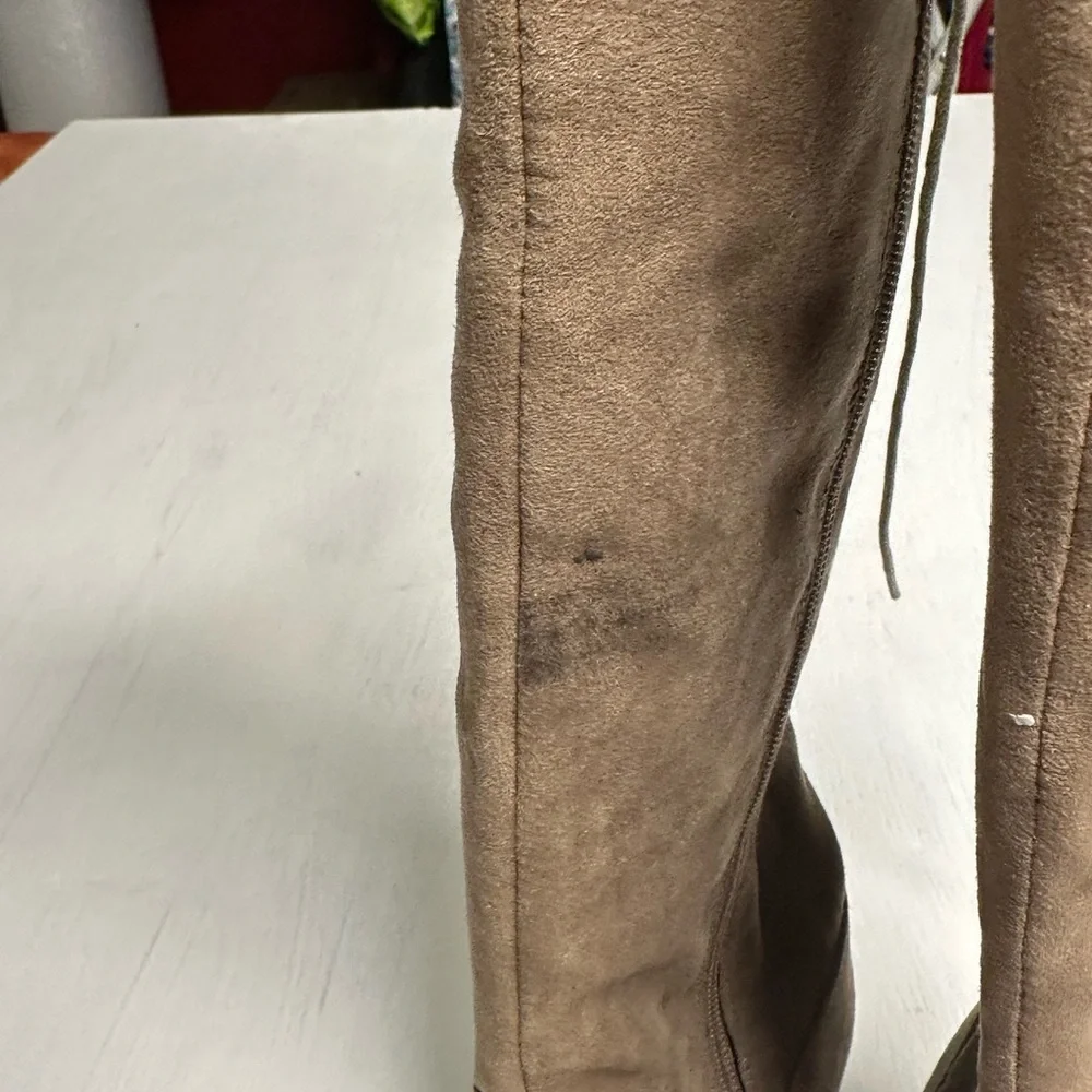 Madden Girl Over-the-Knee Boots • Taupe Faux Suede • G-Deedee • 5.5